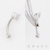 CZ HEART SHAPE 316L SURGICAL STEEL CURVED BARBELL/EYEBROW